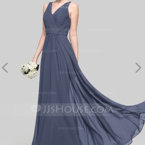 JJ’s House A Line V neck dress in Stormy - Picture 5 of 5